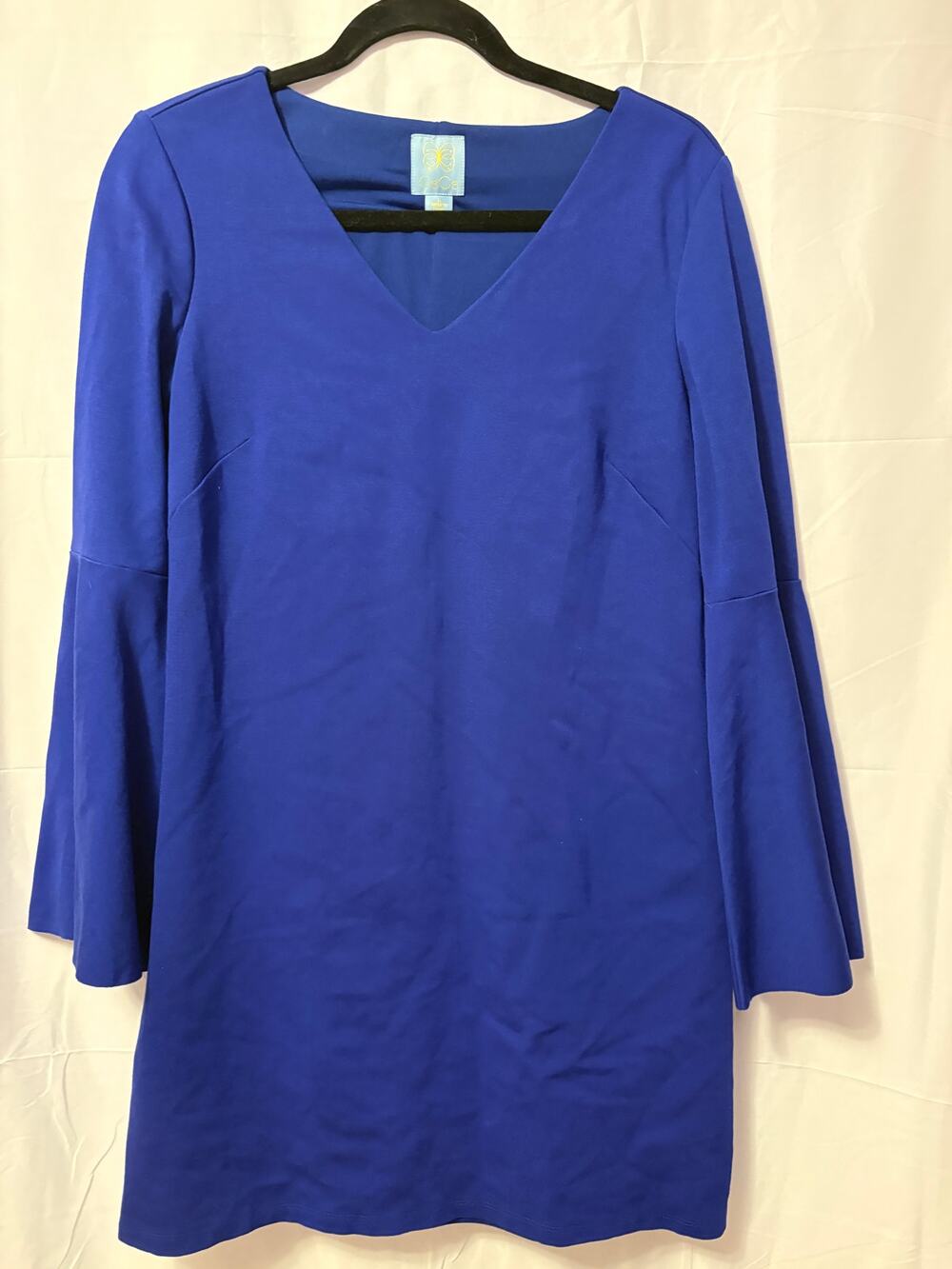 CeCe Lizzie Bell Sleeve Shift Dress Sapphire Blue Sz 6